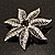 Delicate Black Diamante Filigree Floral Brooch (Silver Tone) - view 6