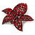 Large Ruby Red Coloured Diamante Floral Brooch/ Pendant (Gun Metal Finish) - view 2
