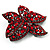 Large Ruby Red Coloured Diamante Floral Brooch/ Pendant (Gun Metal Finish) - view 4