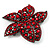 Large Ruby Red Coloured Diamante Floral Brooch/ Pendant (Gun Metal Finish) - view 6