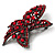 Large Ruby Red Coloured Diamante Floral Brooch/ Pendant (Gun Metal Finish) - view 8