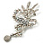 Gigantic 'Brazilian Carnival Dancer' Crystal Brooch (Silver & Clear) - view 6