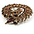 Oversized Amber Coloured Crystal Twirl Brooch/ Pendant (Antique Gold Metal Finish) - view 7