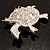 Cute Diamante Turtle Brooch (Rhodium Plated) - view 6