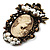 Bronze Tone Vintage Freshwater  Simulated Pearl Cameo Brooch - view 2