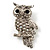 Clear Diamante Owl Brooch/ Pendant (Silver Tone)