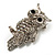 Clear Diamante Owl Brooch/ Pendant (Silver Tone) - view 3