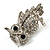 Clear Diamante Owl Brooch/ Pendant (Silver Tone) - view 5