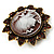 Vintage Amber Coloured Crystal Cameo Brooch (Antique Gold & Beige) - view 2