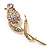 Clear Crystal Rose Brooch (Gold Tone) - view 7