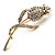 Clear Crystal Rose Brooch (Gold Tone)