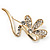 Gold Plated Diamante Floral Brooch - view 5