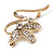 Gold Plated Diamante Floral Brooch - view 3