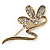 Gold Plated Diamante Floral Brooch - view 6