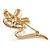 Gold Plated Diamante Floral Brooch - view 4