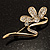 Gold Plated Diamante Floral Brooch - view 2