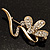 Gold Plated Diamante Floral Brooch - view 7