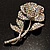 Vintage Iridescent Rose Brooch (Silver Tone) - view 2