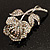 Vintage Iridescent Rose Brooch (Silver Tone) - view 9