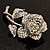Vintage Iridescent Rose Brooch (Silver Tone) - view 4