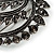 Black Diamante Precious Heirloom Feather Charm Brooch (Burn Silver Tone) - view 5
