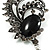 Black Diamante Precious Heirloom Feather Charm Brooch (Burn Silver Tone) - view 6