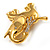 Gold Plated Crystal Elephant Brooch - view 4