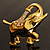 Gold Plated Crystal Elephant Brooch - view 2