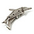 Silver Plated Crystal 'Mother & Baby Dolphin' Brooch - view 7