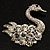 Rhodium Plated Diamante Swan Brooch (Clear) - view 2
