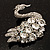 Rhodium Plated Diamante Swan Brooch (Clear) - view 4