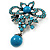 Light Blue Diamante Precious Heirloom Charm Brooch (Burn Silver Tone) - view 3