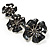 Slate Black Enamel Diamante Flower Brooch (Silver Tone) - view 7