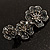 Slate Black Enamel Diamante Flower Brooch (Silver Tone) - view 9