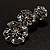 Slate Black Enamel Diamante Flower Brooch (Silver Tone) - view 3
