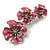 Pink Enamel Diamante Flower Brooch (Silver Tone) - view 3
