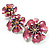 Pink Enamel Diamante Flower Brooch (Silver Tone) - view 5