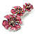 Pink Enamel Diamante Flower Brooch (Silver Tone) - view 6