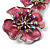Pink Enamel Diamante Flower Brooch (Silver Tone) - view 7