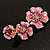 Pink Enamel Diamante Flower Brooch (Silver Tone) - view 2