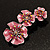 Pink Enamel Diamante Flower Brooch (Silver Tone) - view 4
