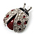 Red Enamel Ladybug Brooch (Silver Tone)