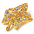 Gold Tone Clear Crystal Leaf Pin/Pendant - view 3