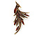 Sparkling Amber Coloured Crystal Fire-Bird Brooch (Antique Gold Tone)