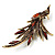 Sparkling Amber Coloured Crystal Fire-Bird Brooch (Antique Gold Tone) - view 6