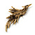 Sparkling Amber Coloured Crystal Fire-Bird Brooch (Antique Gold Tone) - view 7