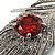 Large Swarovski Crystal Peacock Feather Silver Tone Brooch (Clear & Carrot Red) - 11.5cm Length - view 4
