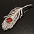 Large Swarovski Crystal Peacock Feather Silver Tone Brooch (Clear & Carrot Red) - 11.5cm Length - view 5