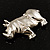 Rhodium Plated Diamante Rhino Brooch - view 7