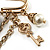 'Bow, Tassel, Key & Simulated Pearl Bead' Charm Gold Tone Safety Pin Brooch (Catwalk - 2014) - view 8